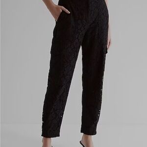 Elegant Black Lace Cargo Pants for Women